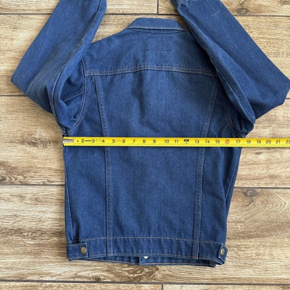 VINTAGE Saddle King Jacket Youth 16 Reg Blue Denim Jean Button Western Cowboy - Picture 6 of 10